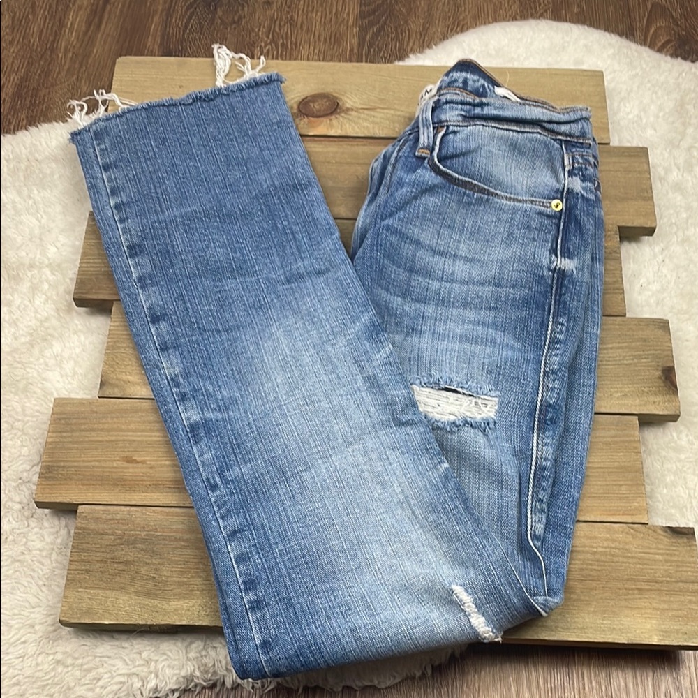 FRAME Denim Le High Straight Distressed Jeans